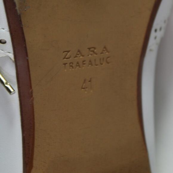 Zara wingtip flat loafer white size 41 Us women's 10 academia dance - Picture 8 of 10